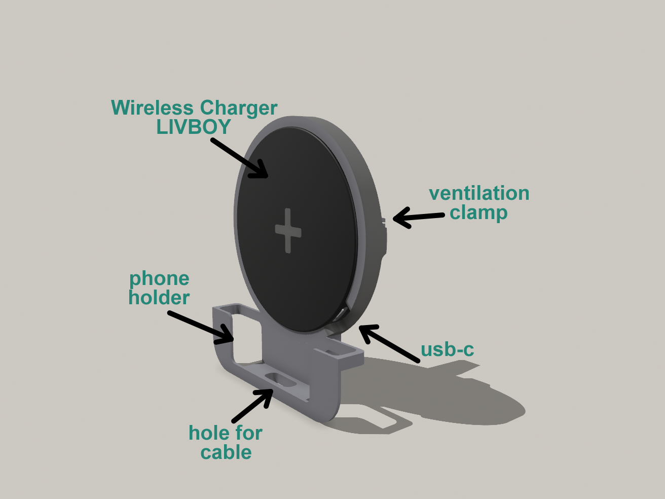 Phone Holder for IKEA Wireless Charger LIVBOY by Ondřej Lahoda