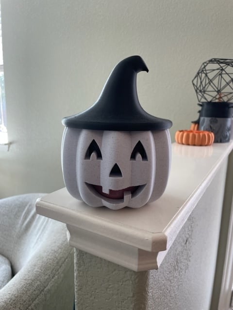 Halloween Jack O Lantern Candle Holder with Hat for 3 Wick Candle