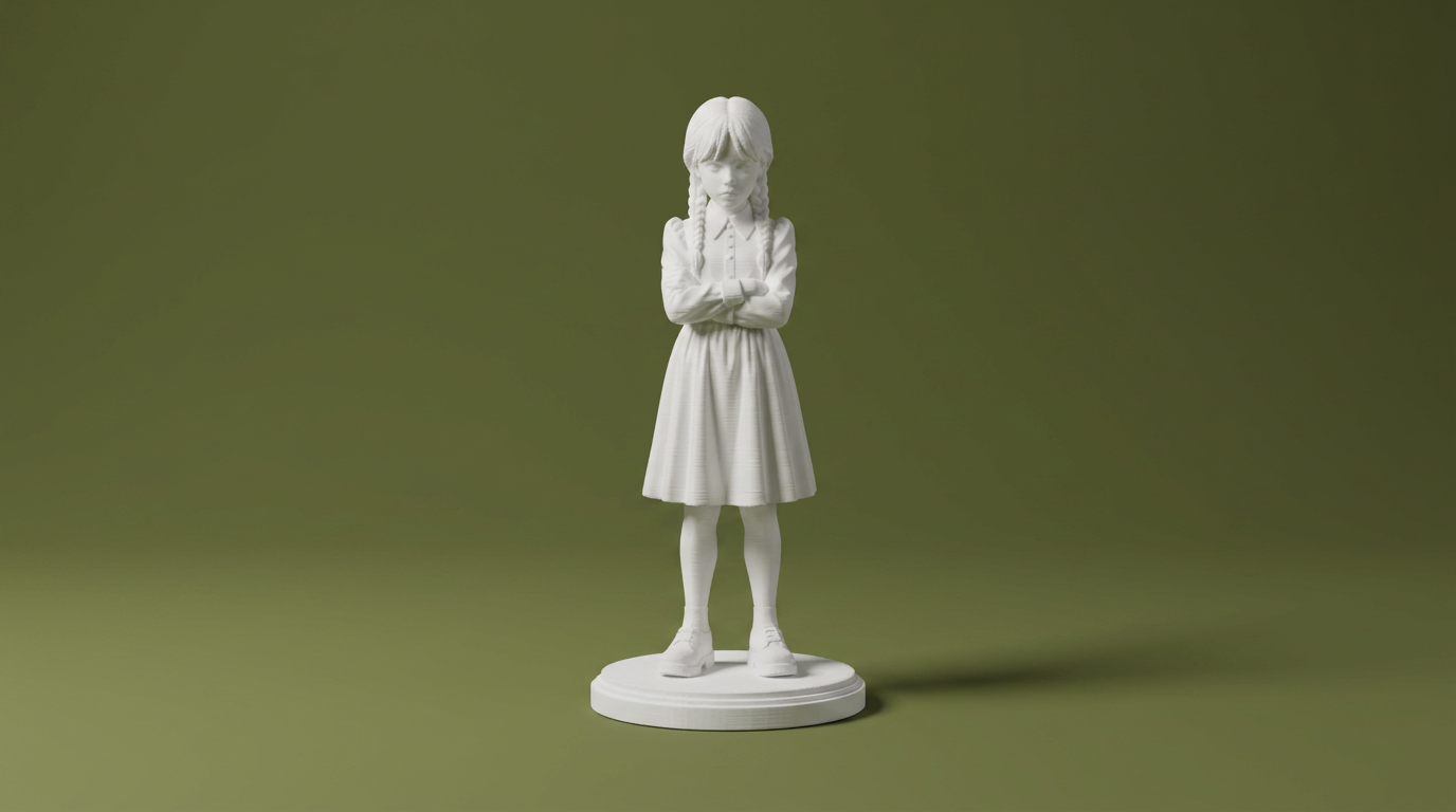 Wednesday Addams Cartoon Style 3D Model