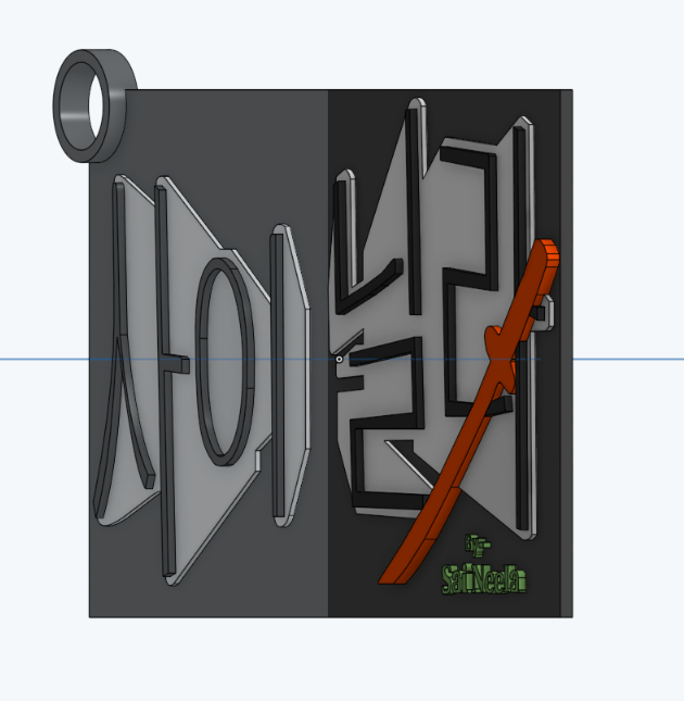 Korean-Ninja themed custom lettered keychain