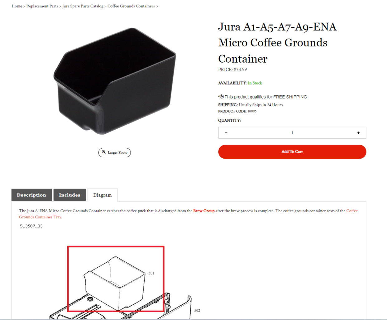 Jura A1A5A7A9ENA Micro Coffee Grounds Container by TK Download
