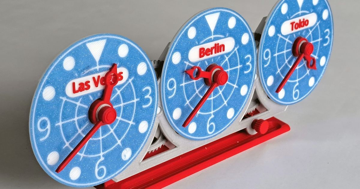 World Clock with 3 Time Zones by Bootjevaarder Download free STL