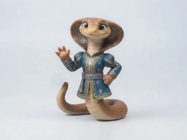 Snake Character in Outfit - Cute Cobra Fantasy Miniature / 3D Printable Figure