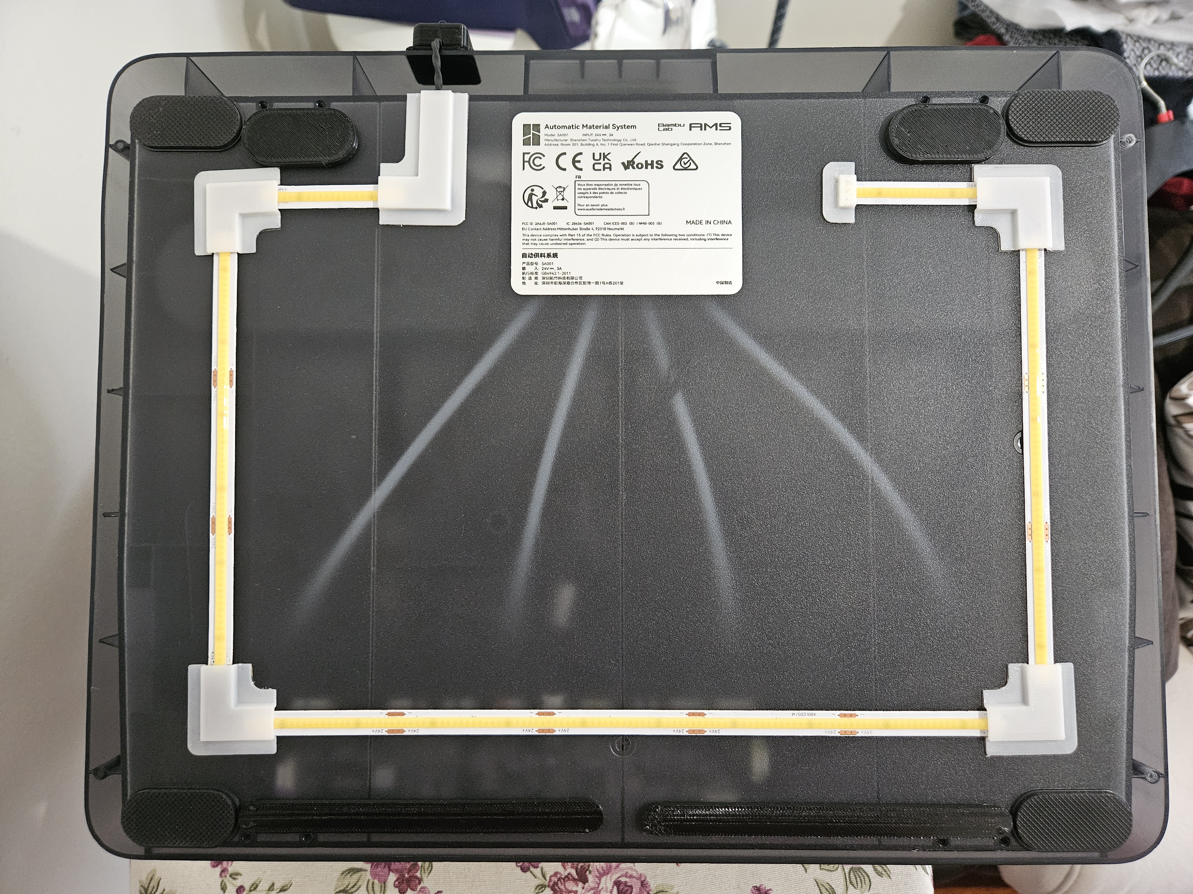 Bambu Lab X1 Carbon AMS Lighting with dim option and 2 pin magnet connector