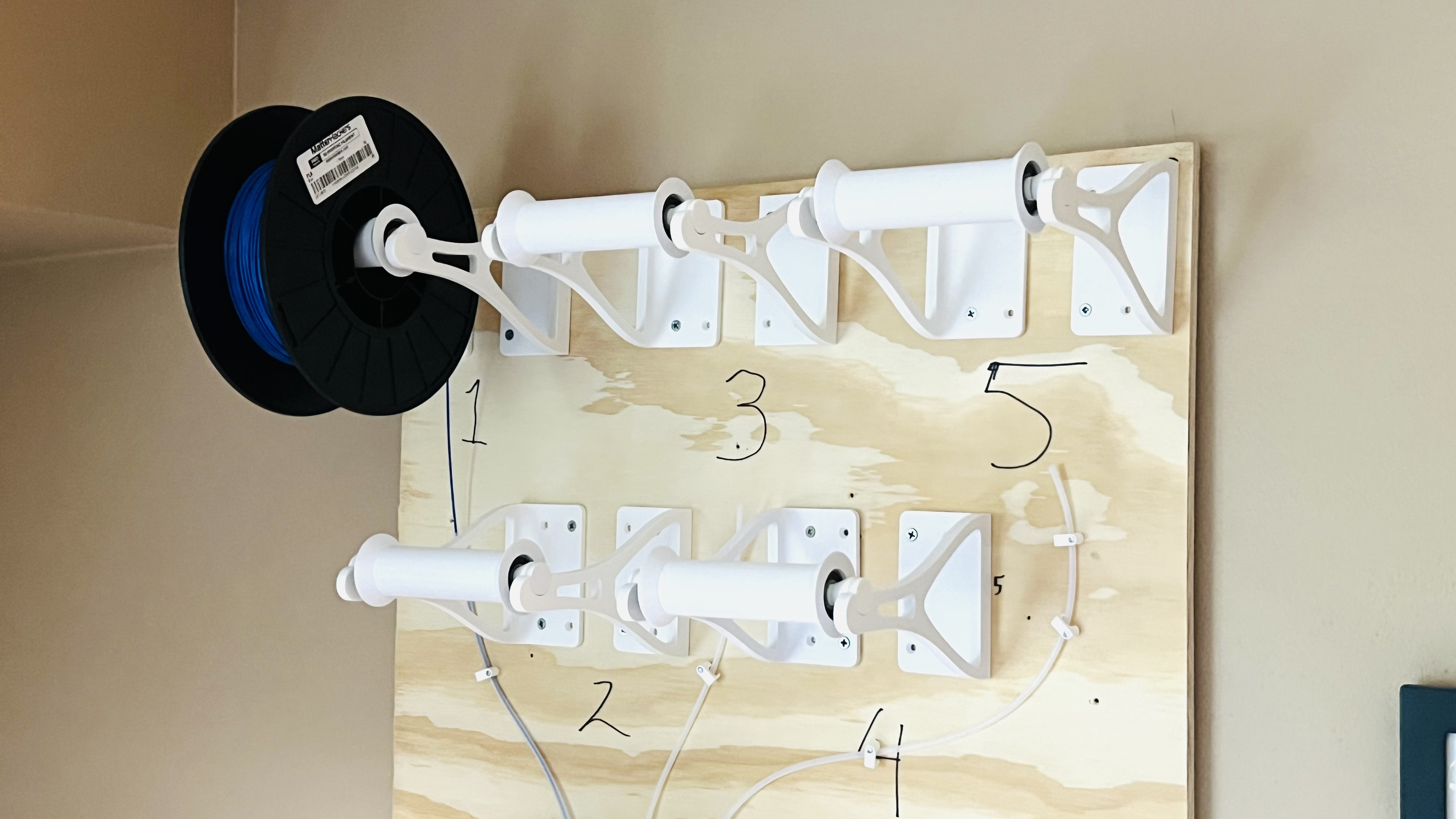 Wall Mounted Filament Spool Holder with Ball Bearings
