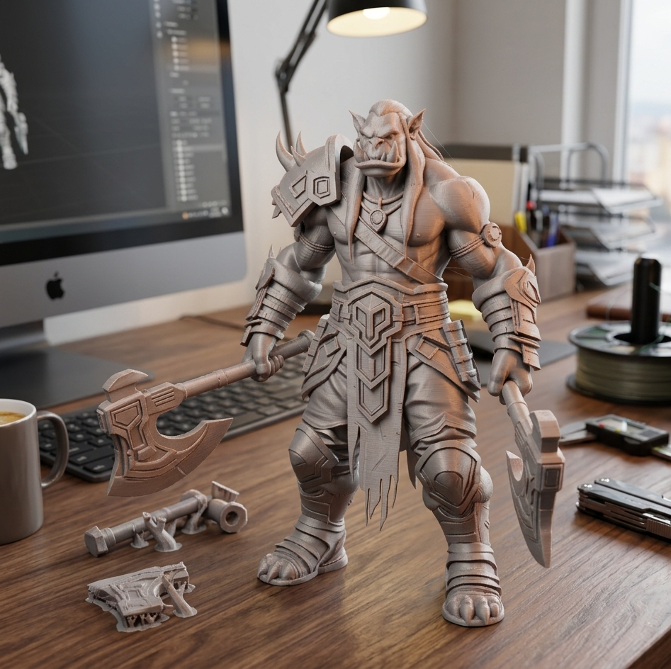 orc warrior with tech axes