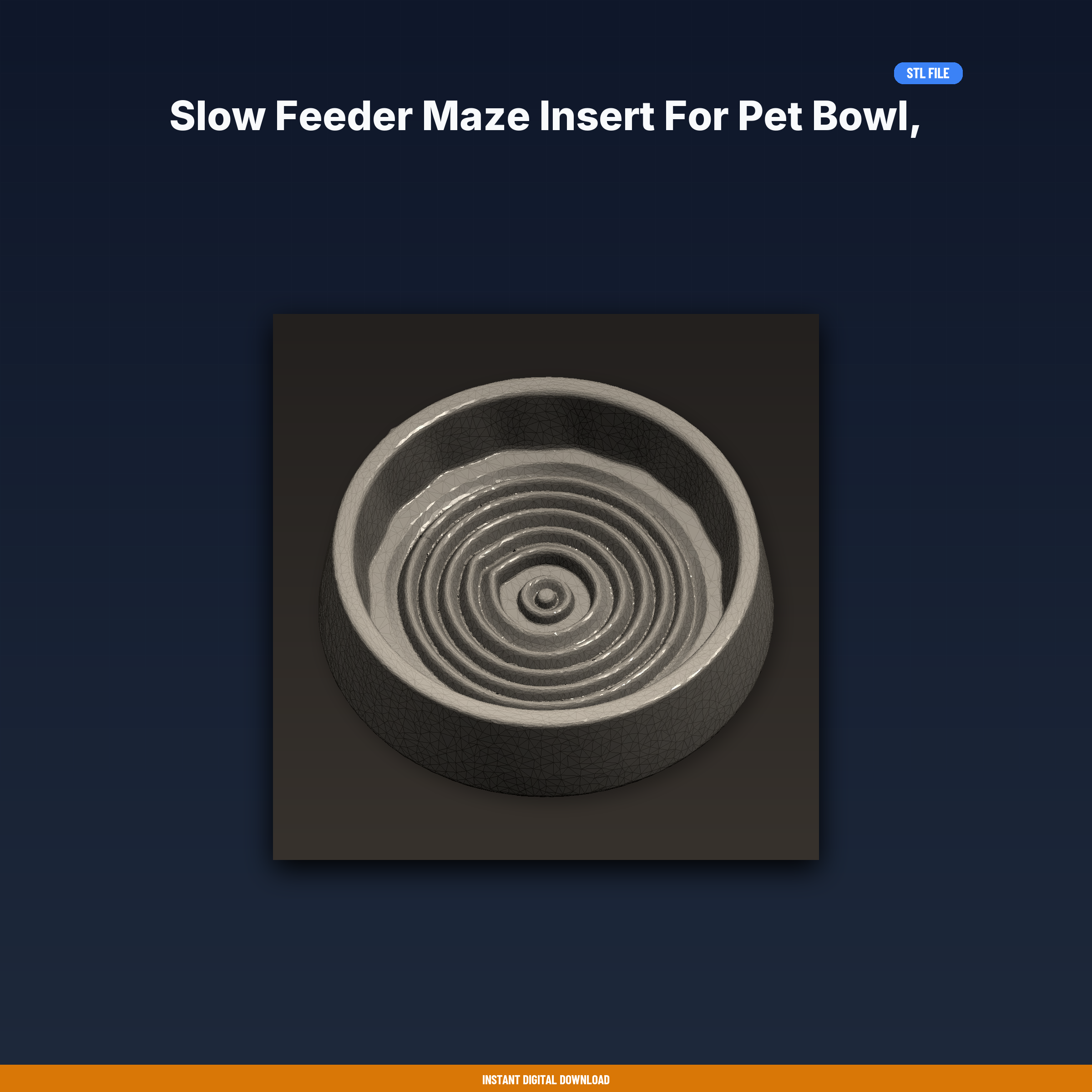 Slow Feeder Maze Insert For Pet Bowl, Spiral Pattern, Prevents - 3D Printable STL File