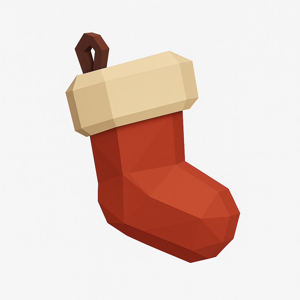 Low Poly Christmas Stocking 3D Model