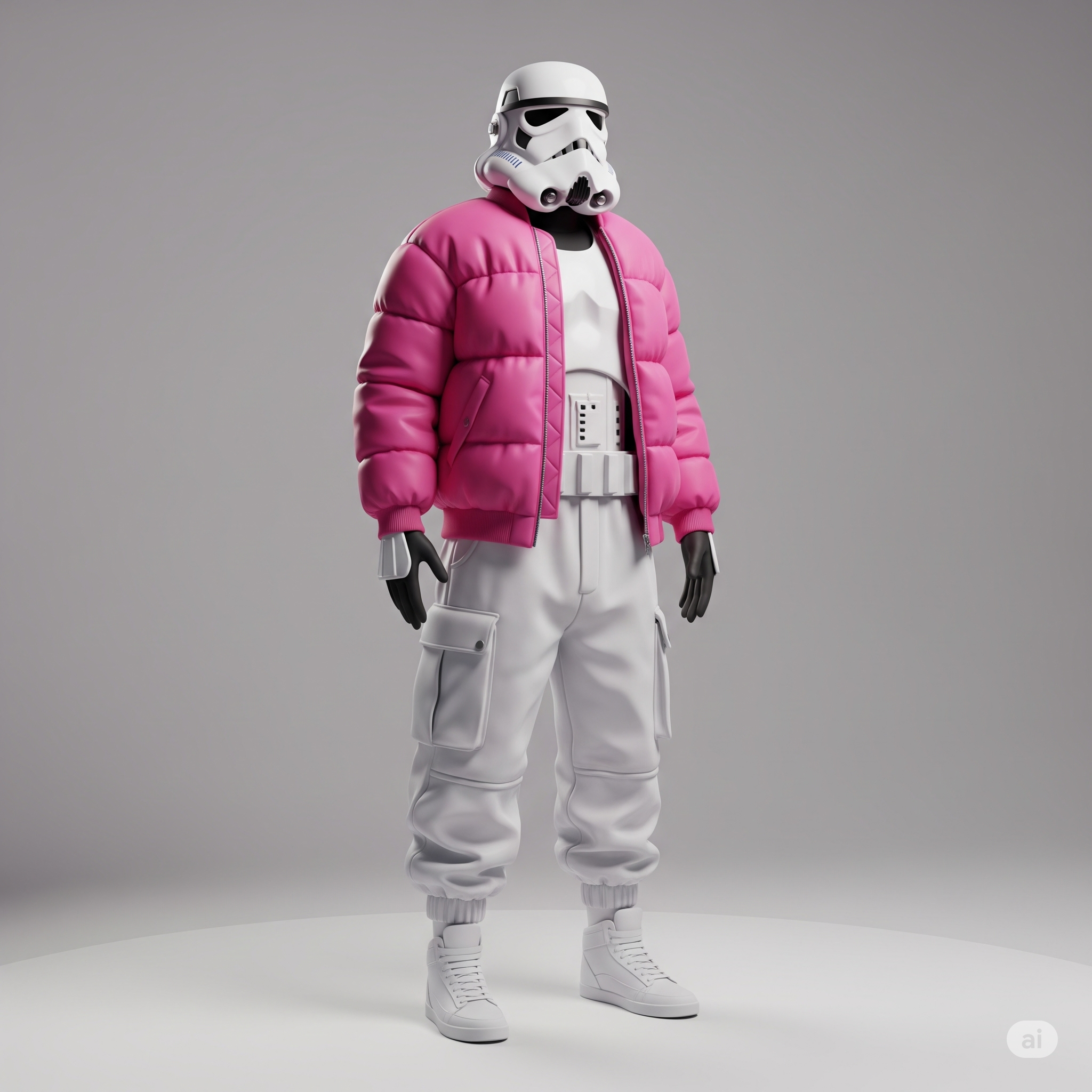 Stormtrooper in pink jacket