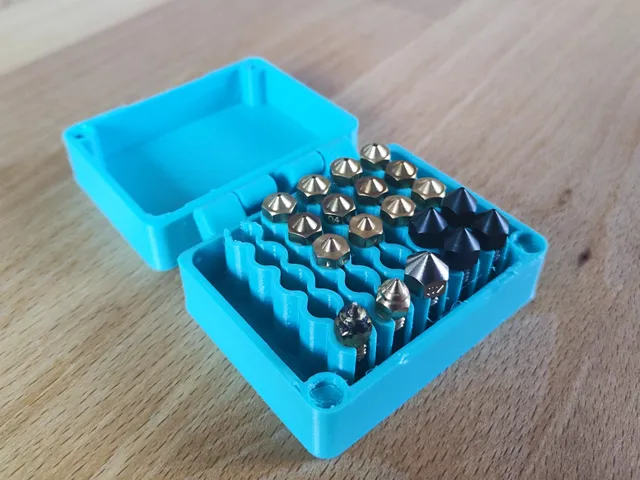 Plain Nozzle Box (print-in-place, for 25 MK8/V6/Volcano Nozzles)