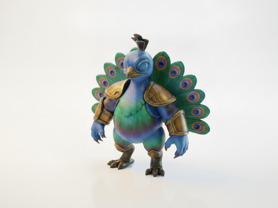 Peacock Warrior Figurine Animal Fantasy 3D Printable