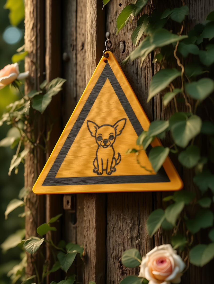 Panneau d’avertissement “Chihuahua à bord” – style signal de danger