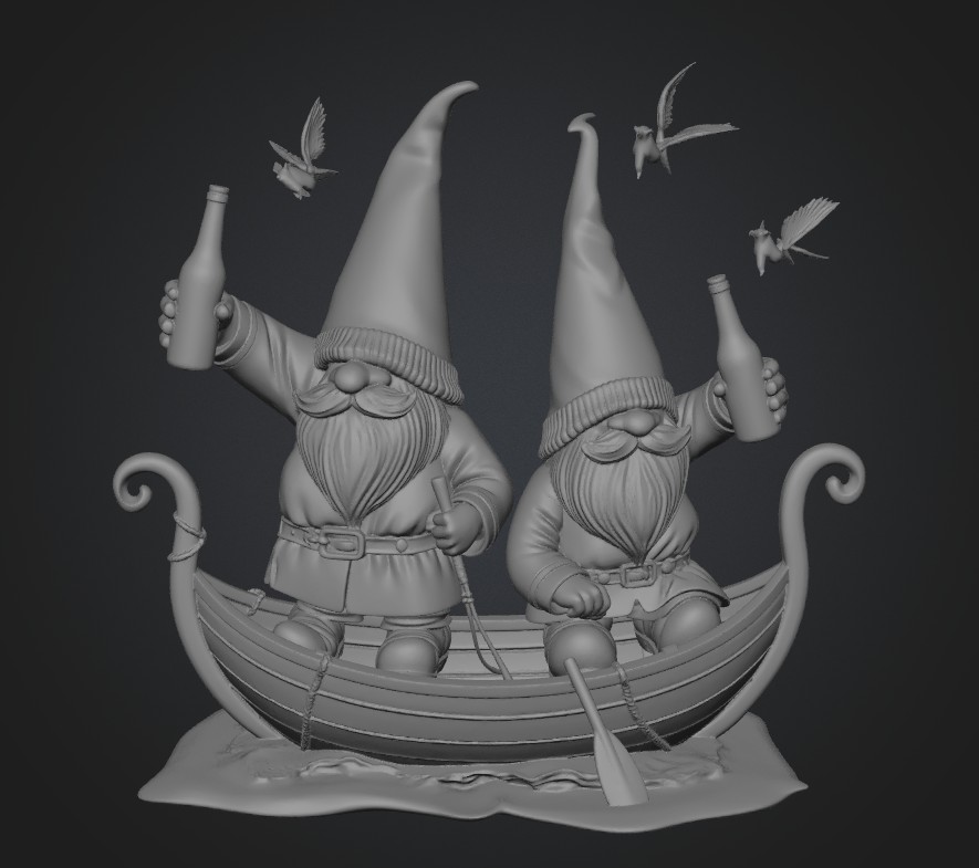 Funny Beer Drinking Gnomes 3D model