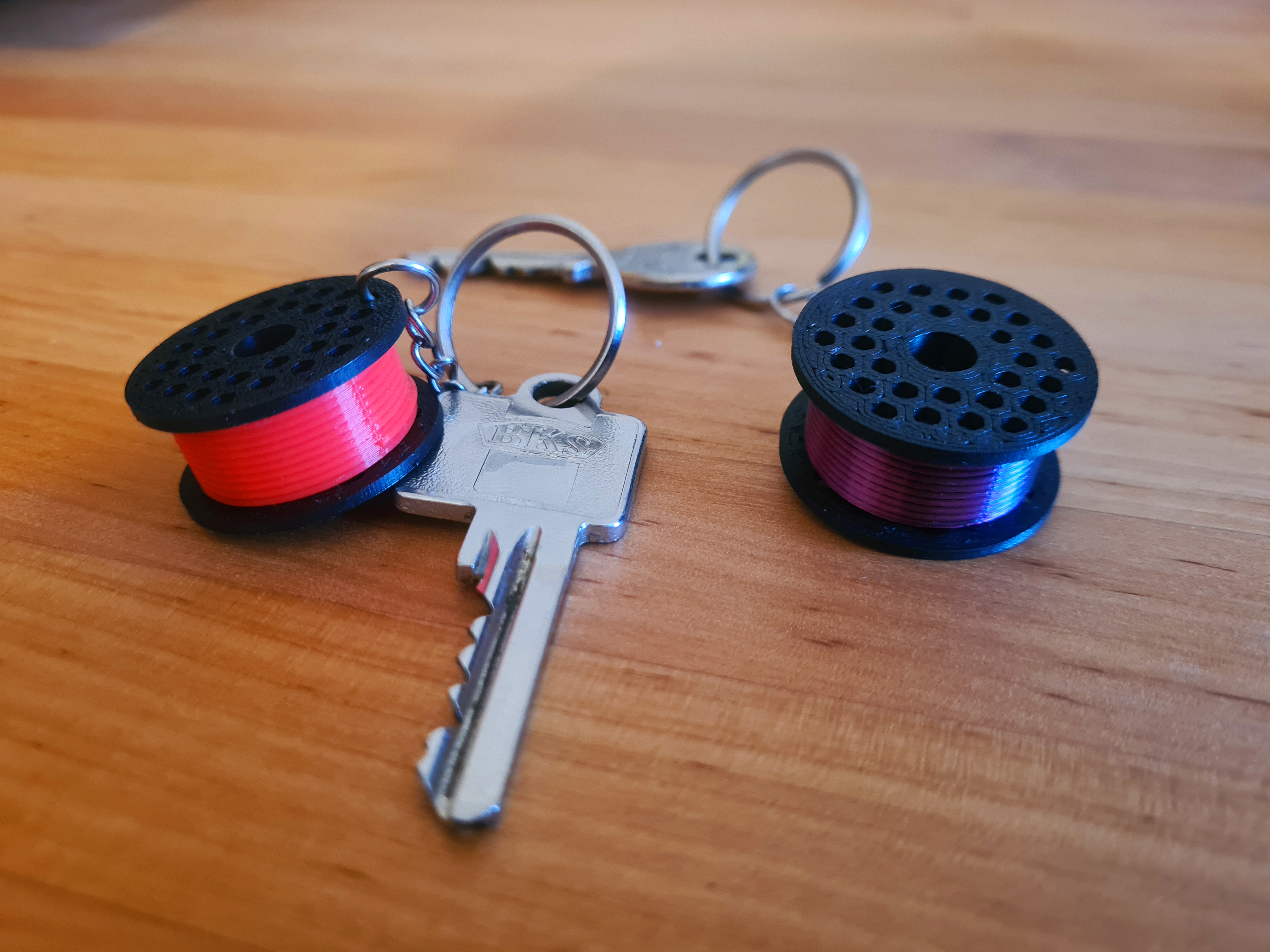 Filament spool keychain (with wall mount/holder)