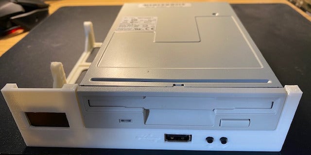 5.25" Half Height Bay Gotek Floppy Emulator Bracket with space for 3.5" disk drive