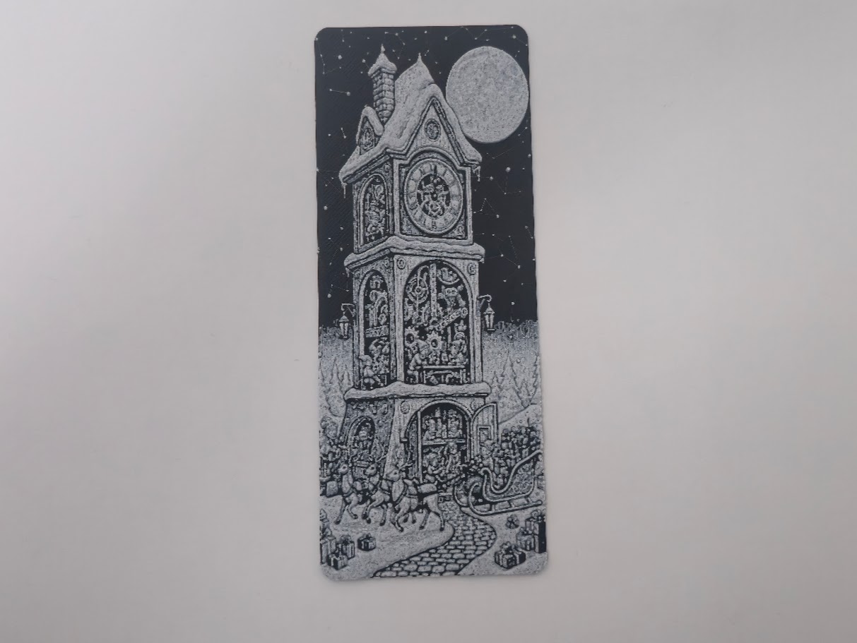 Festive Clock Tower Santa Workshop Bookmark
