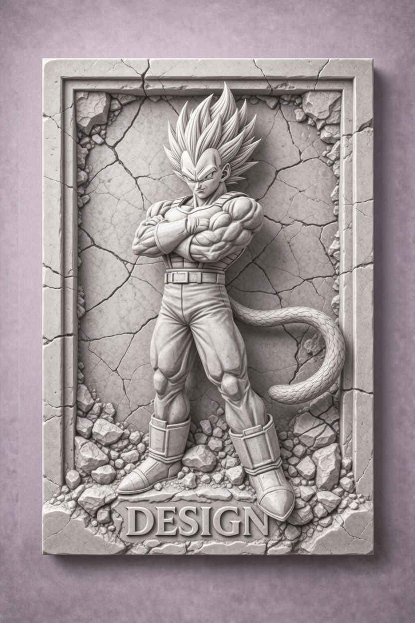 Saiyan Warrior SSJ1 – Breaking Stone Frame High Relief Sculpture