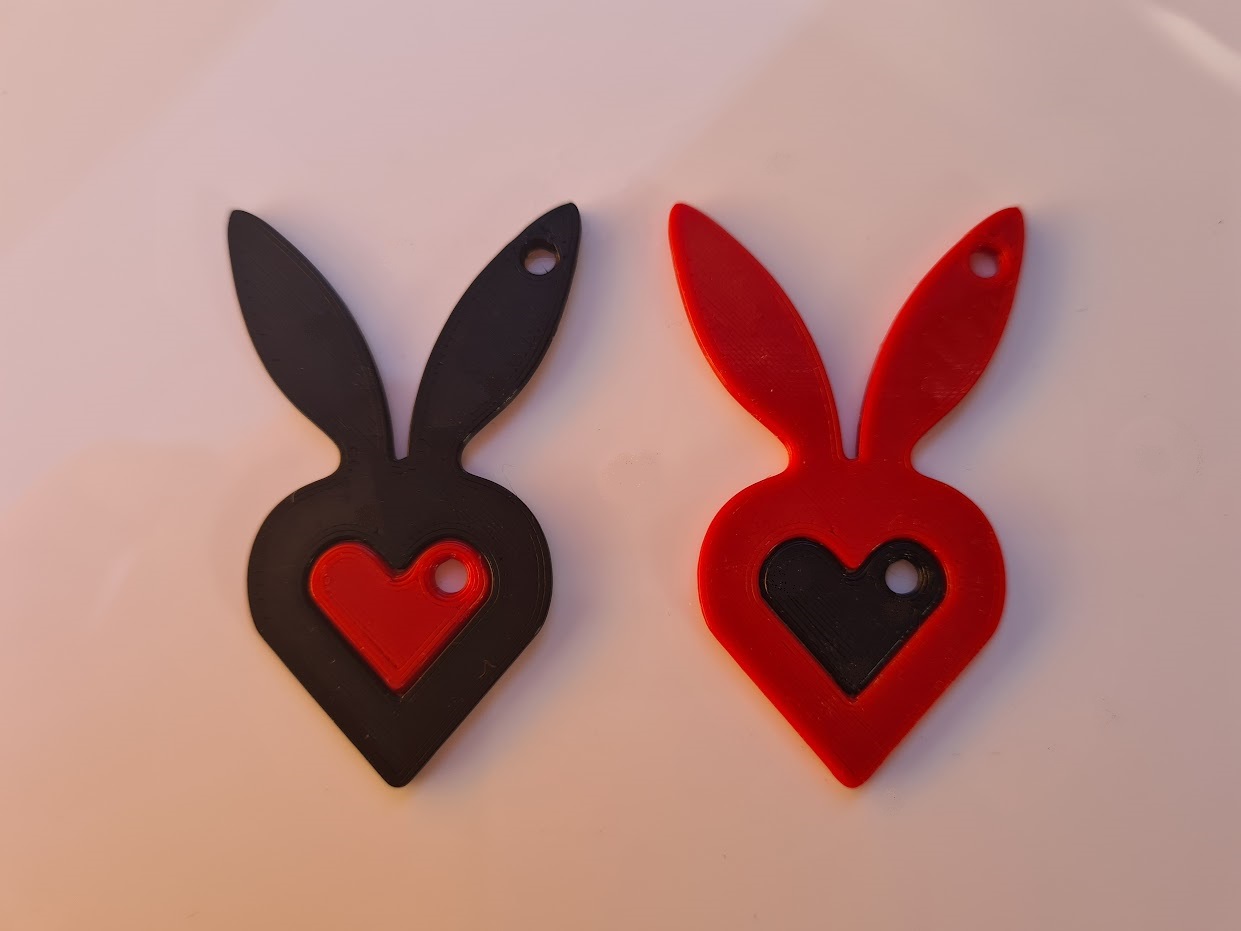 Couples Bunny Heart Keychain