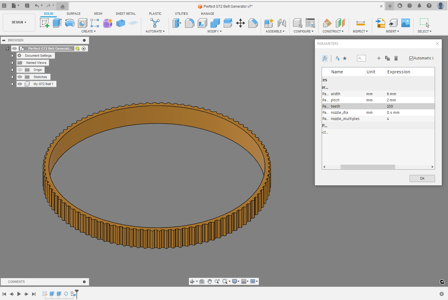 Perfect Belt Generator GT2 Timing Belts by John, CTO of Rack Robotics