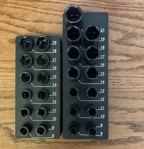 (6 set variations) 3/8"Dr Impact Metric Socket Organization, Gridfinity