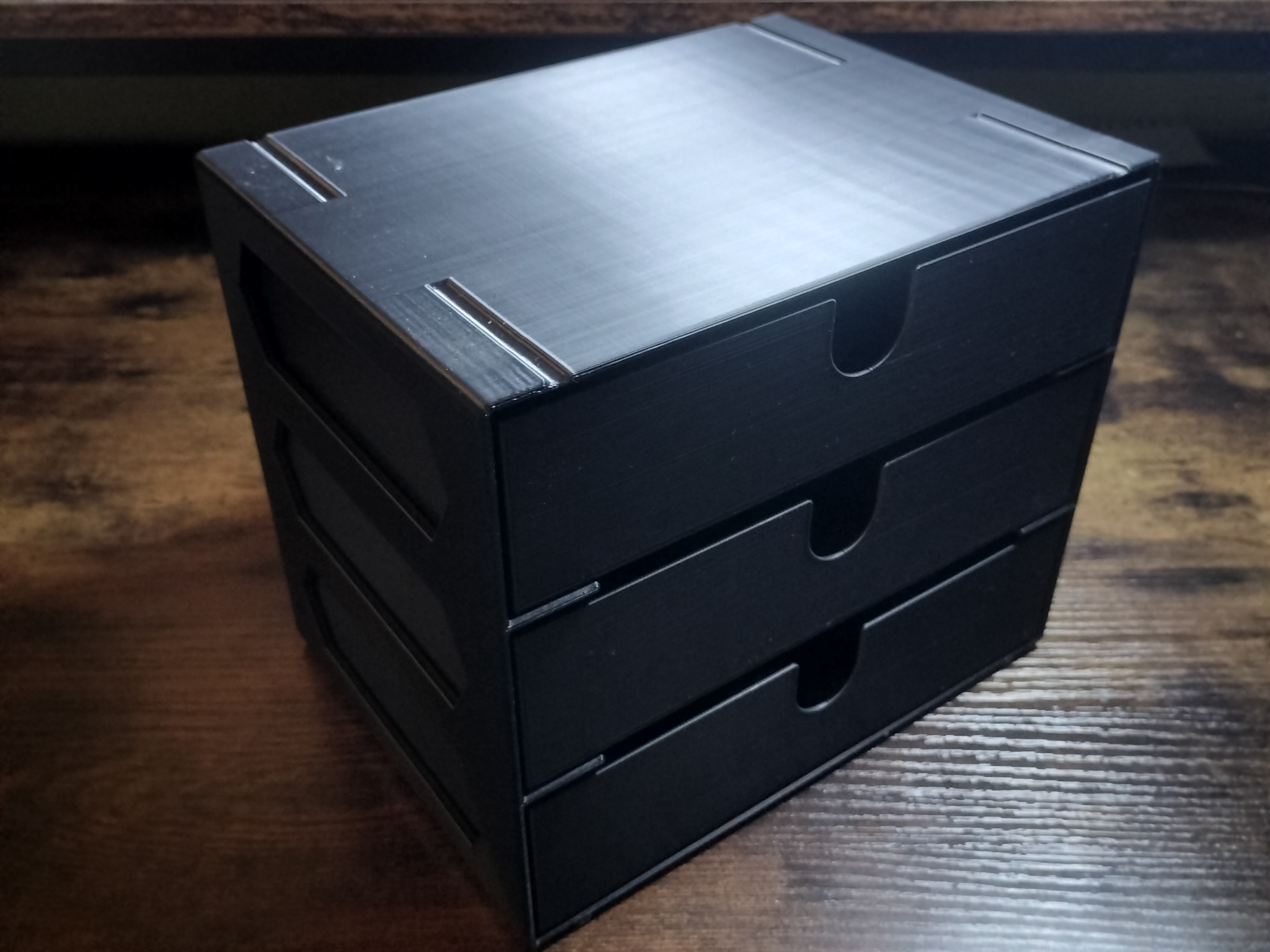 Miniatura 3 do modelo 3D Desktop Organizer - 3 Part Bin Storage - Minimalistic, Stackable, Low-Cost