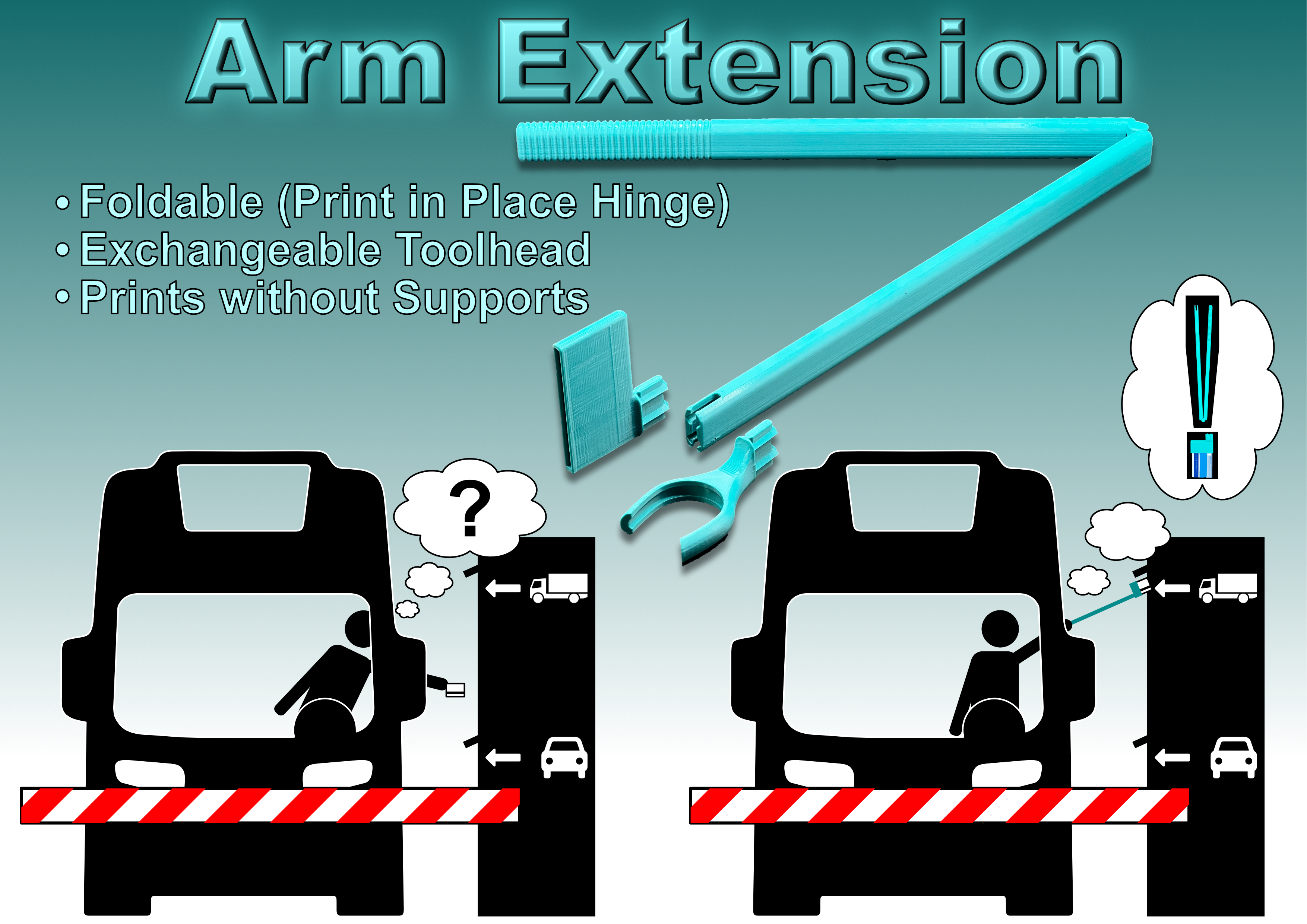 Foldable Arm Extension with exchangeable toolhead