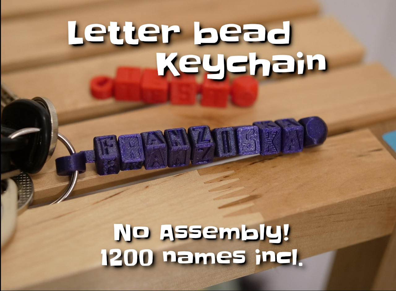 Letter bead keychain (configurable) by Makkuro Download free STL