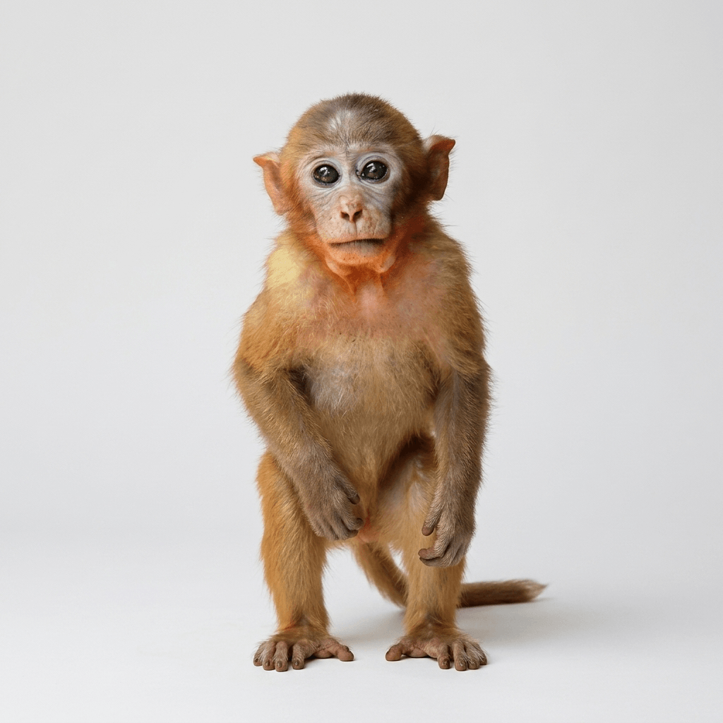 Wildlife Art - Baby Northern Pig-Tailed Macaque