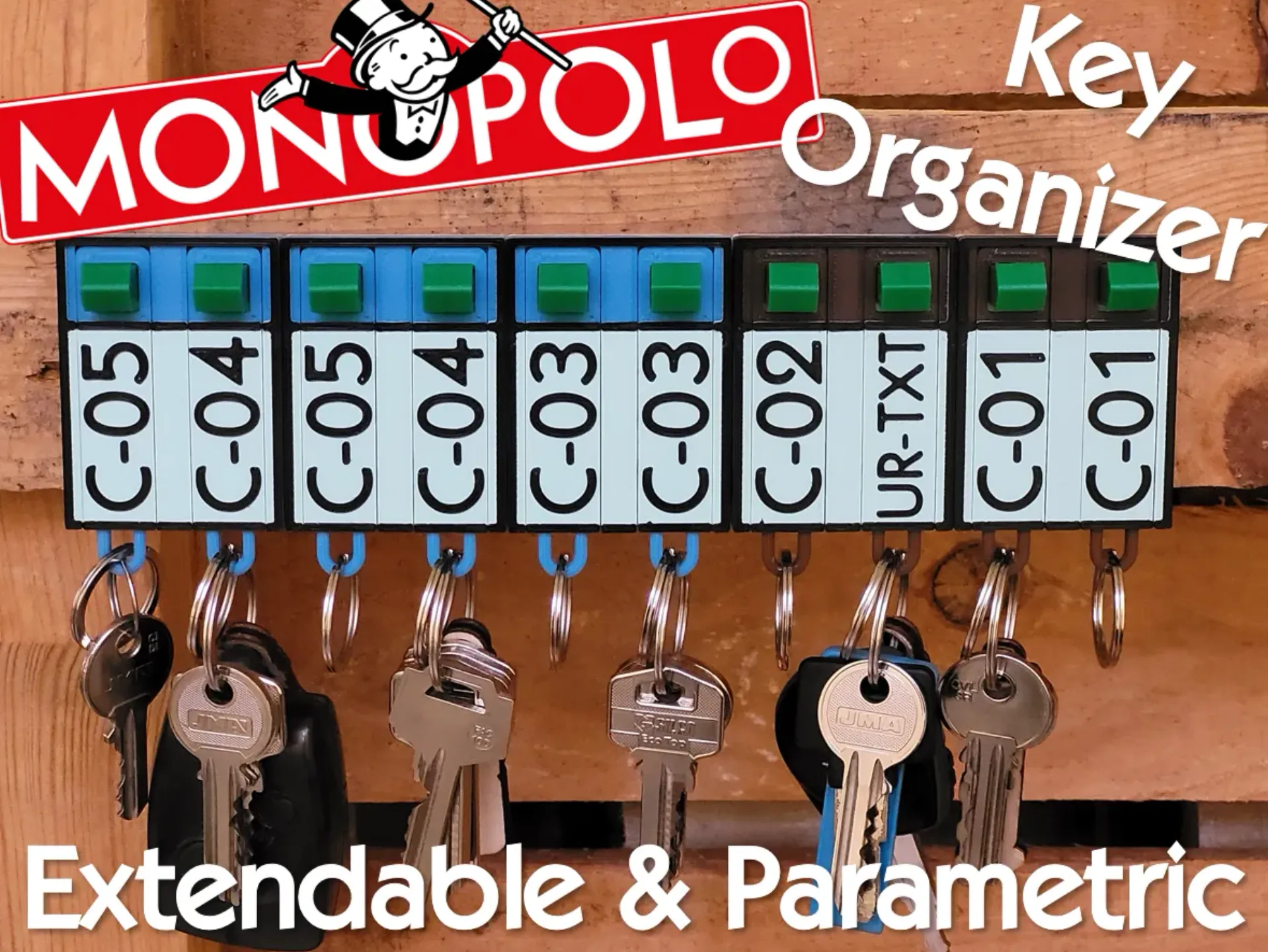 Monop' Key Chain + Wall organizer - No MMU - v2 More Text !!!