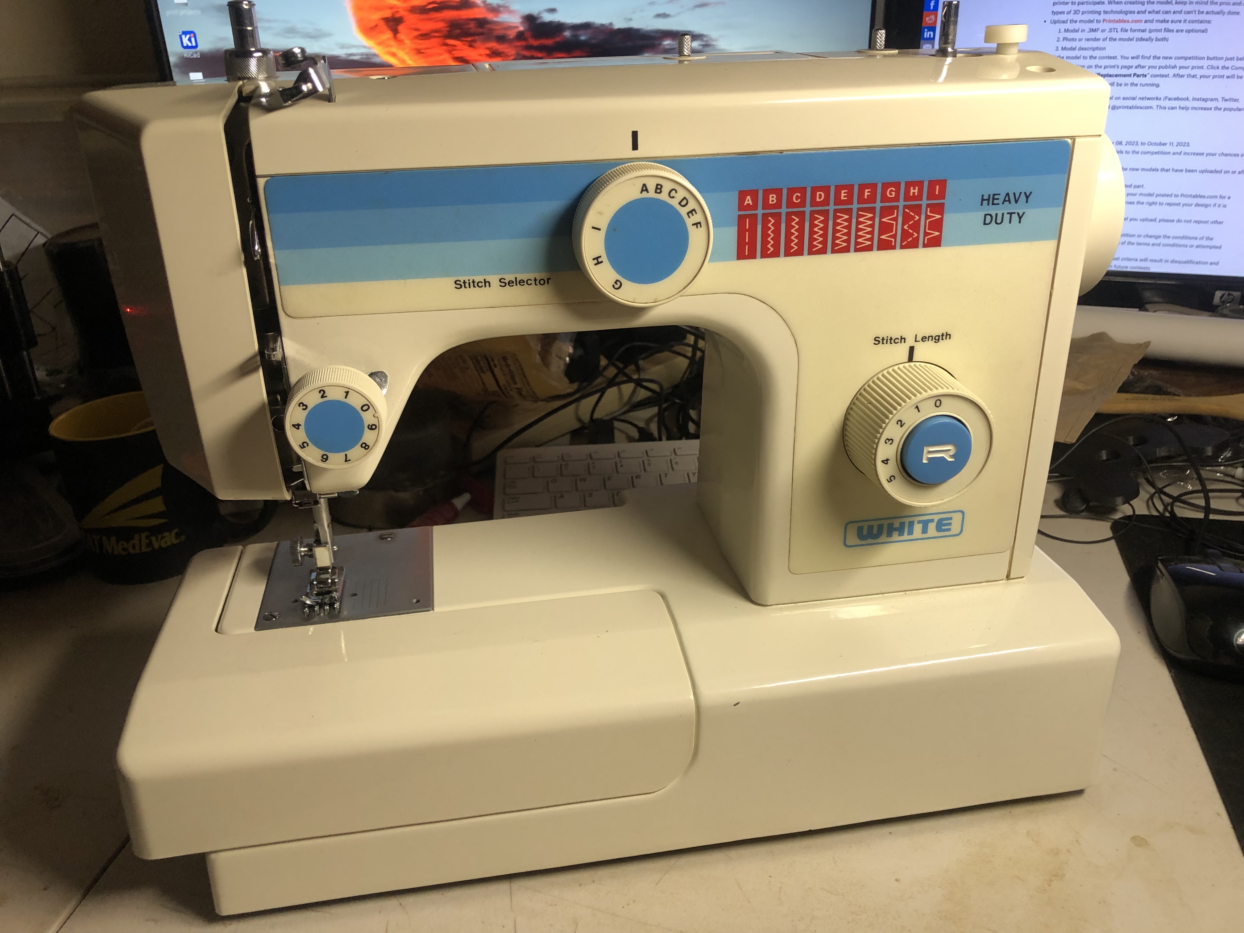 White Sewing Machine Presser Foot Lever Bushing by PrintHermit