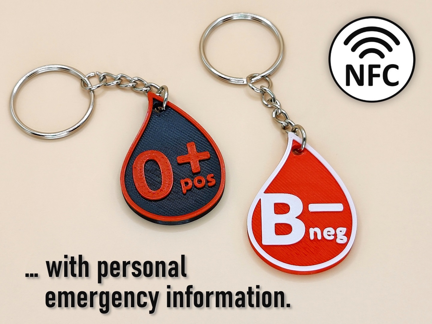 Blood type keyring clearance