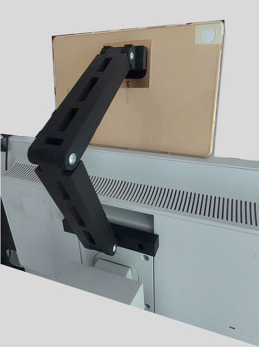 Holder with one or more adjustable arms for mounting at Vesa 100