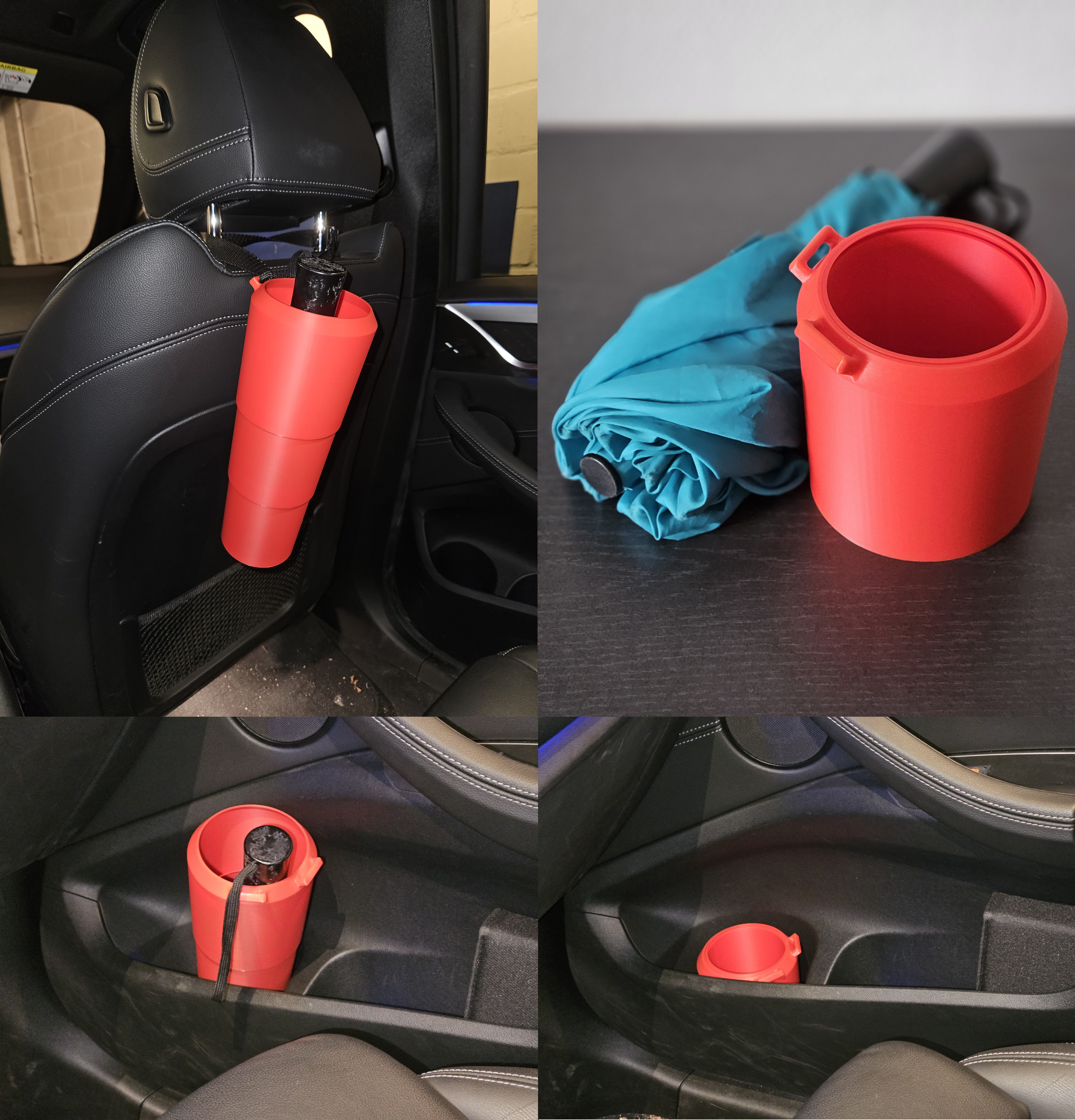 Collapsible car holder for wet umbrellas