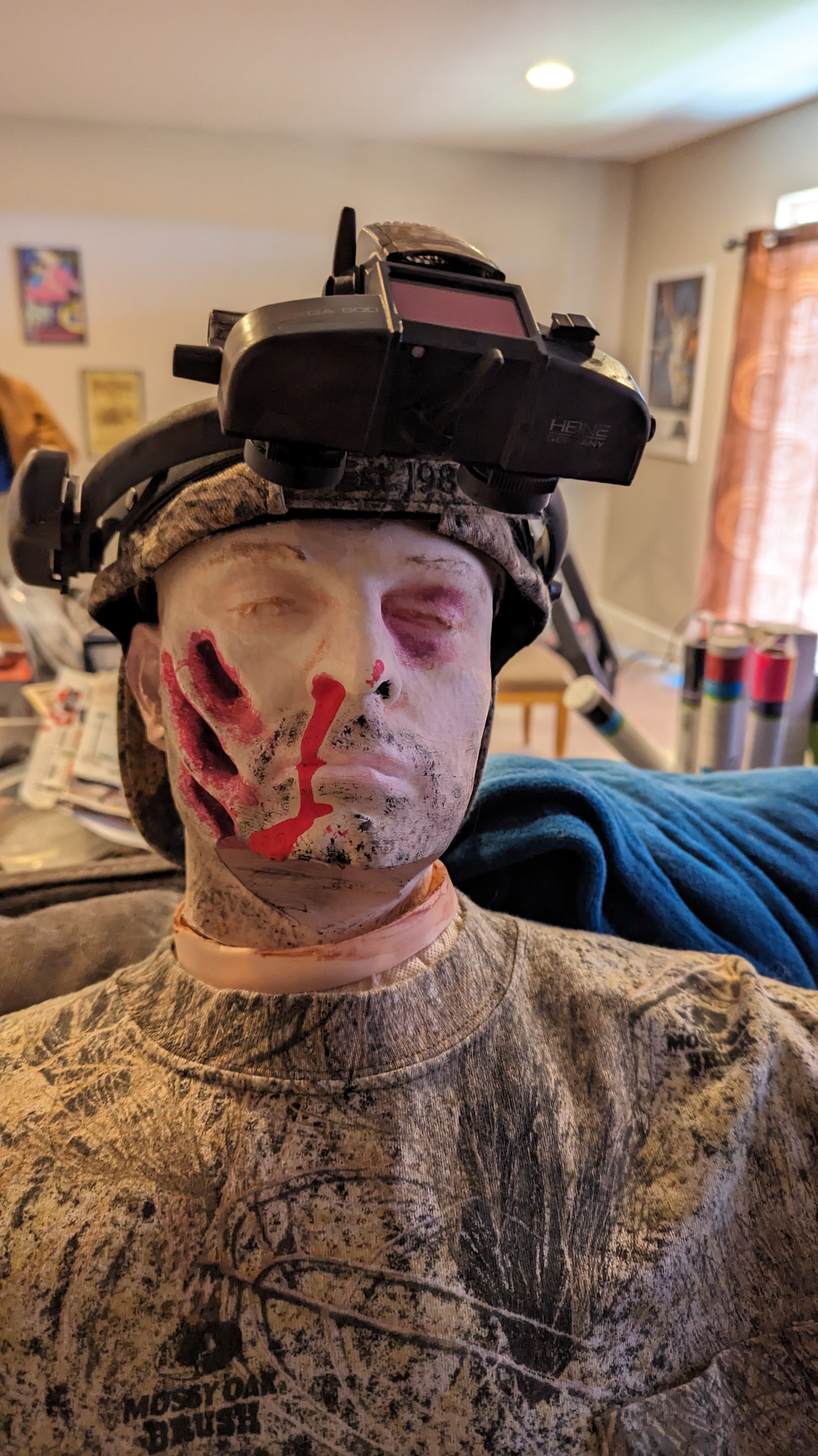 Soldier head corpse from animal or alien attack