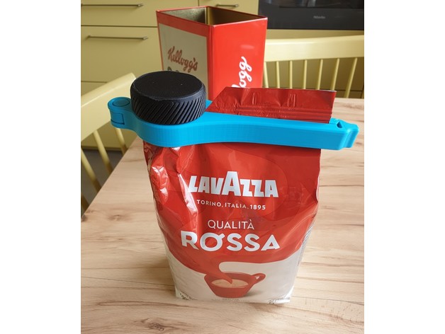 Bag Clip with Screw Cap for 1kg Coffee Beans Bag 3D model thumbnail