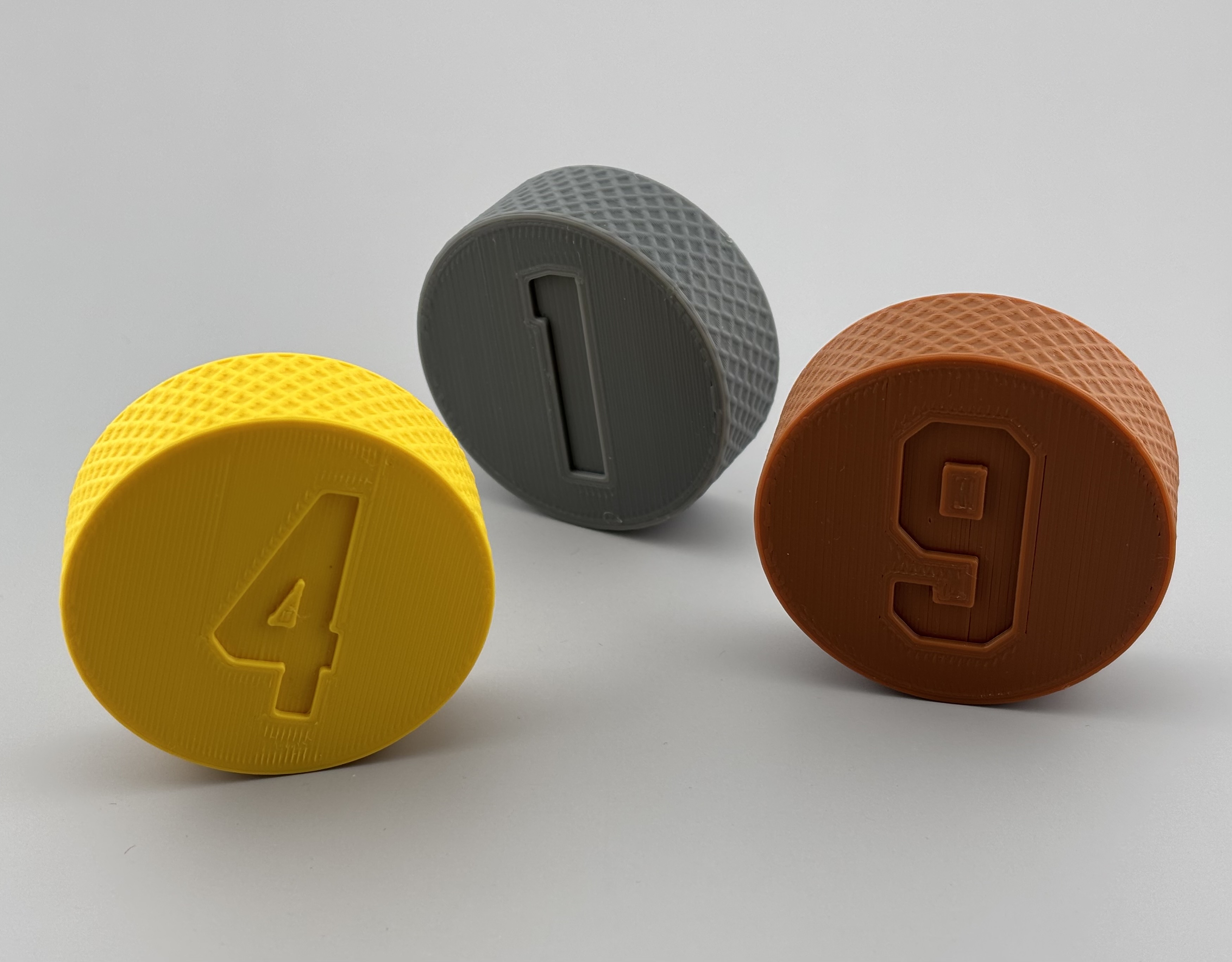 Hockey Puck with Engraved Jersey Number and Knurled Edge - You Choose 1-99 3D model