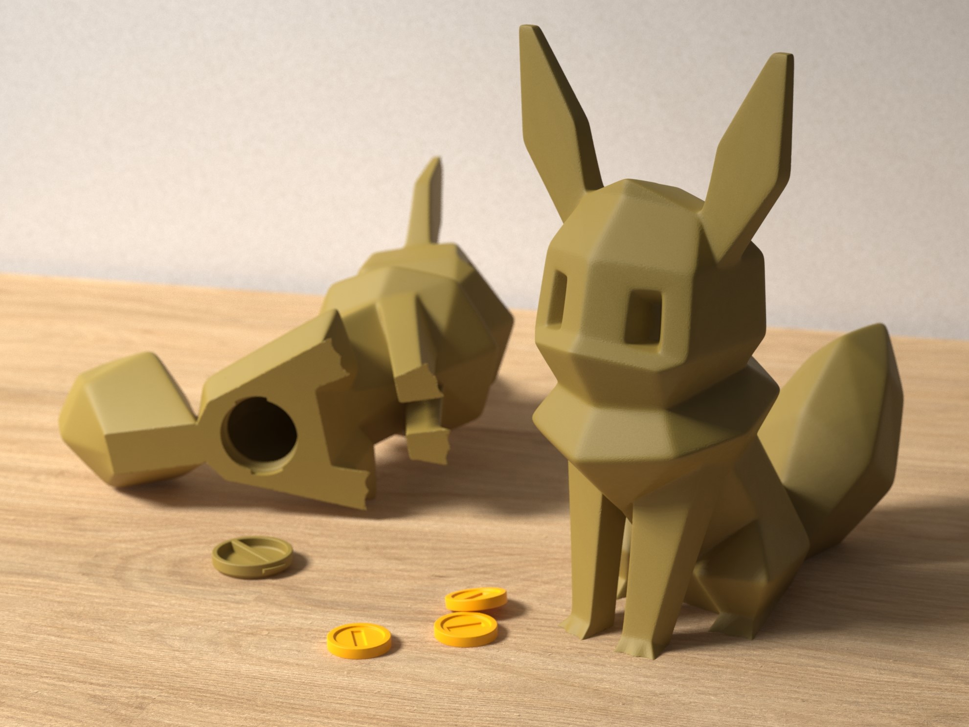 Low-poly Eevee - Piggy Bank by Agustin Arroyo | Printables Store