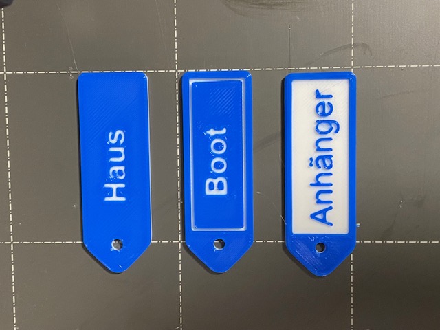 Keychain - Customizable - PrusaSlicer text editing - two colors - multiple designs / Schlüsselbund - Einfache Textbearbeitung - zweifarbig - mehrere Designs