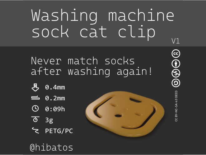 3D Printed Sock Clip for washing & drying by markus.wingert@gmail.com