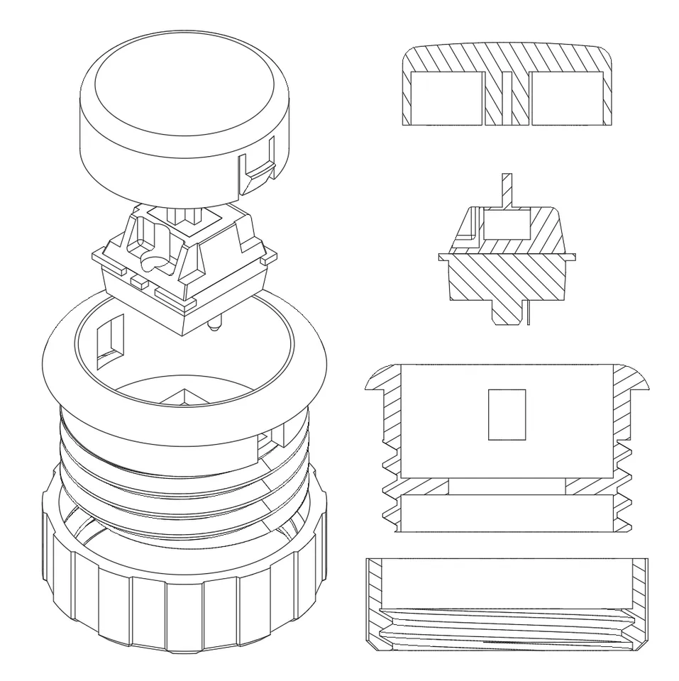 Sanwa Style Cherry MX Arcade Button 30mm by isycat | Download free