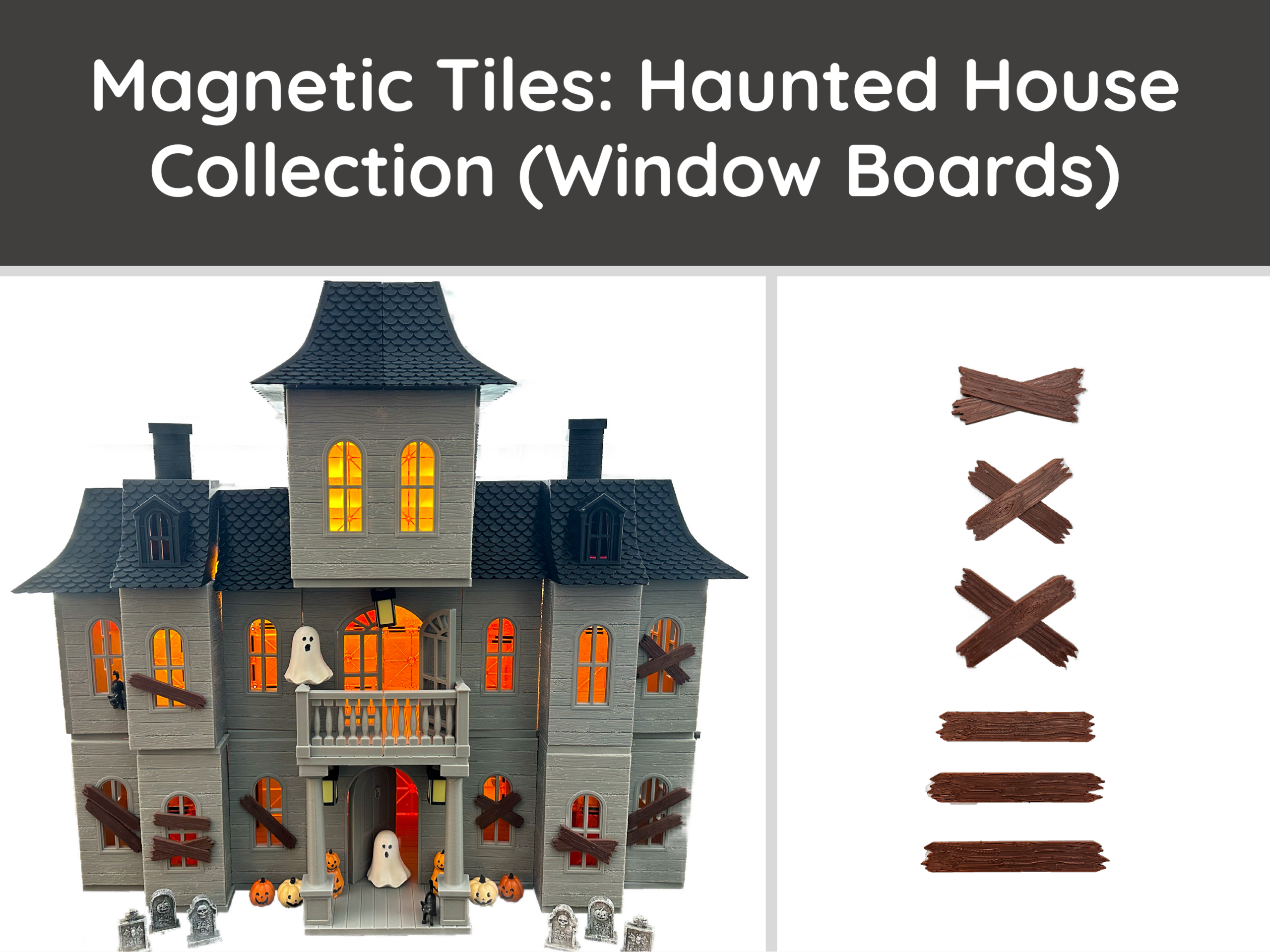 Magnetic Tiles Haunted House: Window Boards
