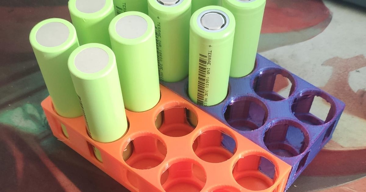 18650 Battery holder tray by Joshi Download free STL model