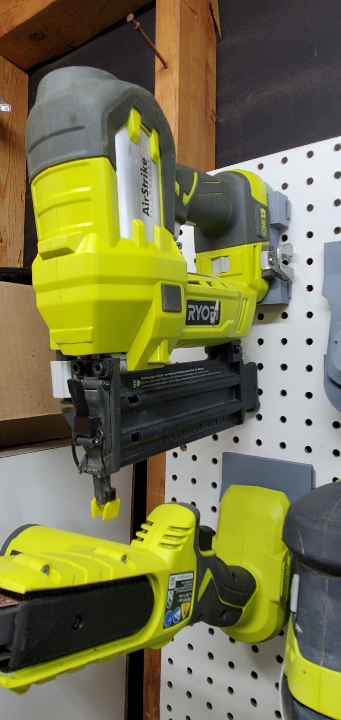 Ryobi Power Tool Pegboard Holder With Two Rails By TBKHomeworld   Ryobi P320 Brad Nailer 