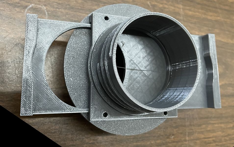 Dust collection blast gate.  3 inch PVC to 2 1/2 inch spiral hose