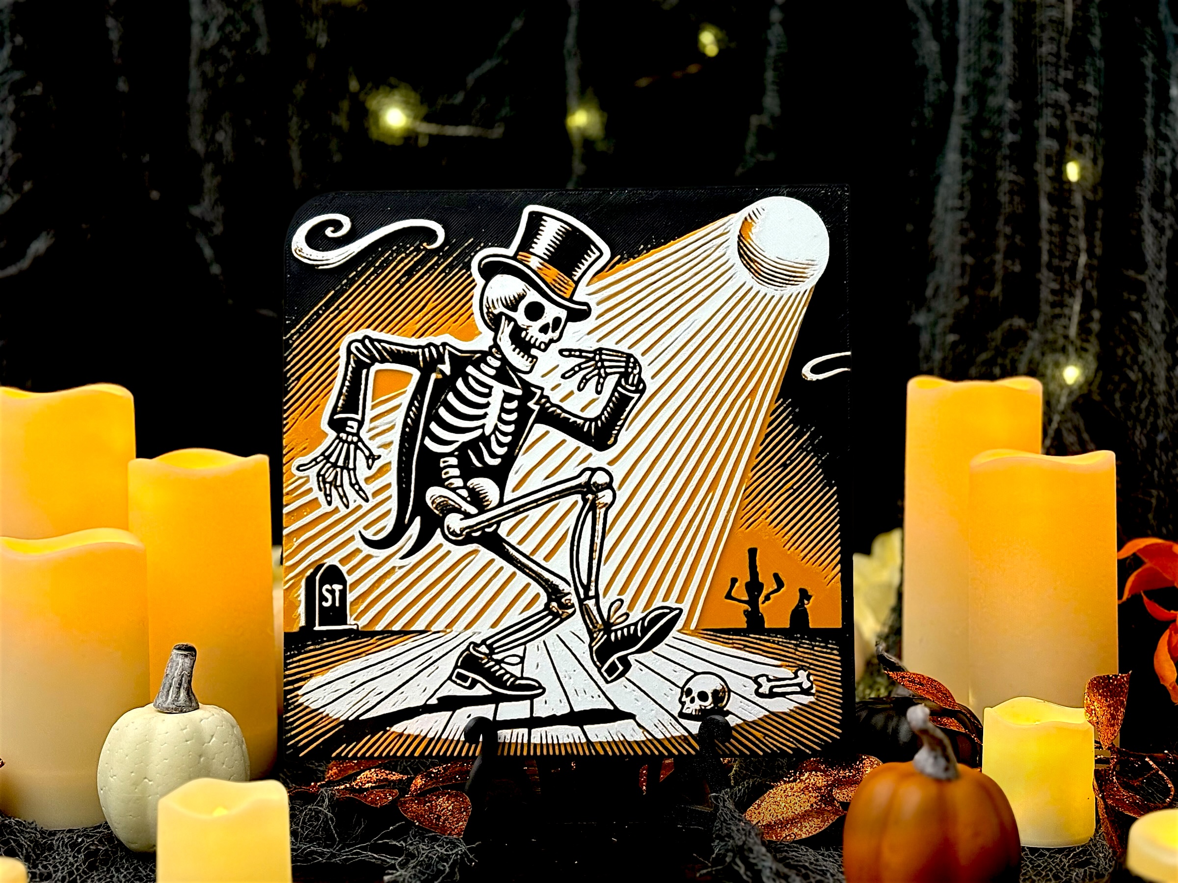 "Graveyard Groove" - Skeleton Dance Halloween Hueforge