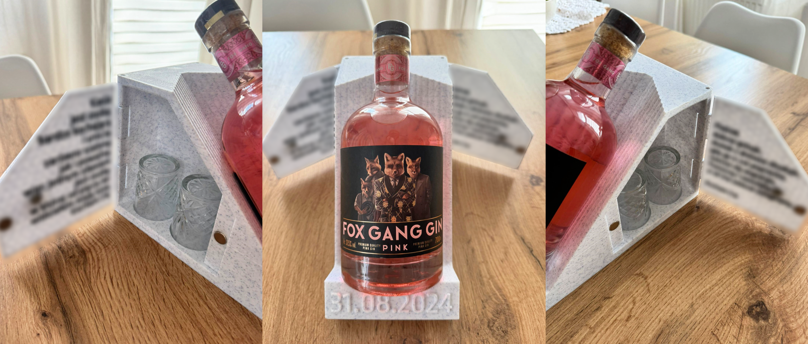 Personalized Bottle & Glass Holder / Custom Gift with Hidden Compartment