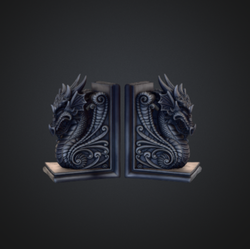 Dragon Bookends – Ornate Fantasy Dragon Shelf Support Decor