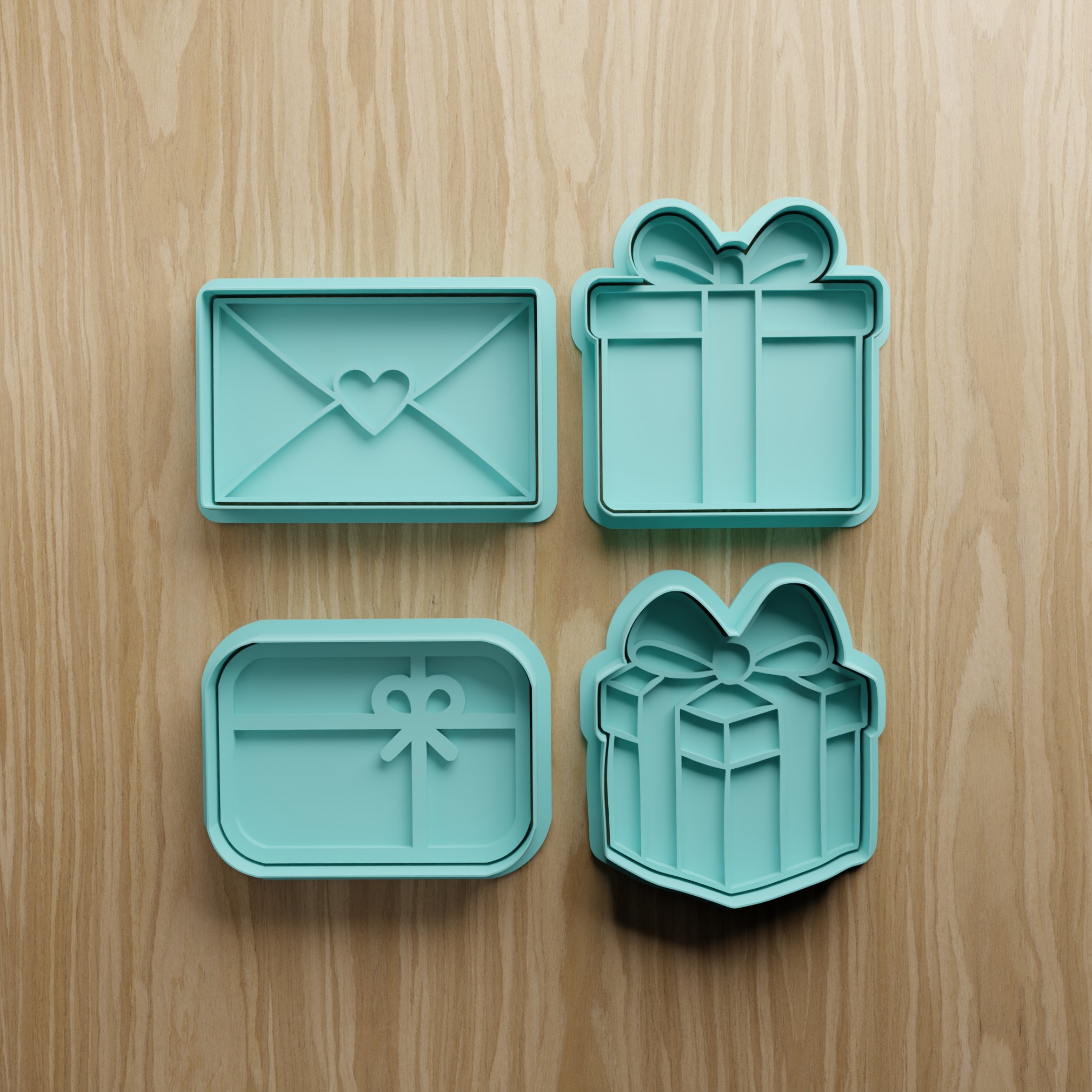 Gift Cookie Cutter STL Bundle | Present & Envelope Fondant Cutter Set | 3D Printable Baking Files