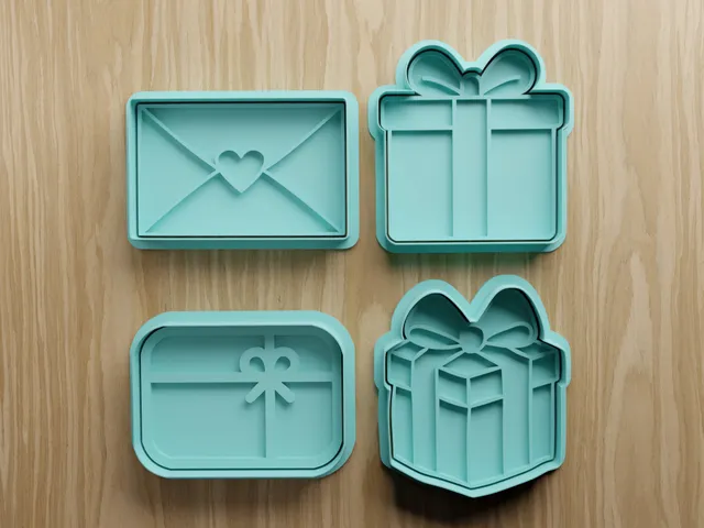 Gift Cookie Cutter STL Bundle | Present & Envelope Fondant Cutter Set | 3D Printable Baking Files