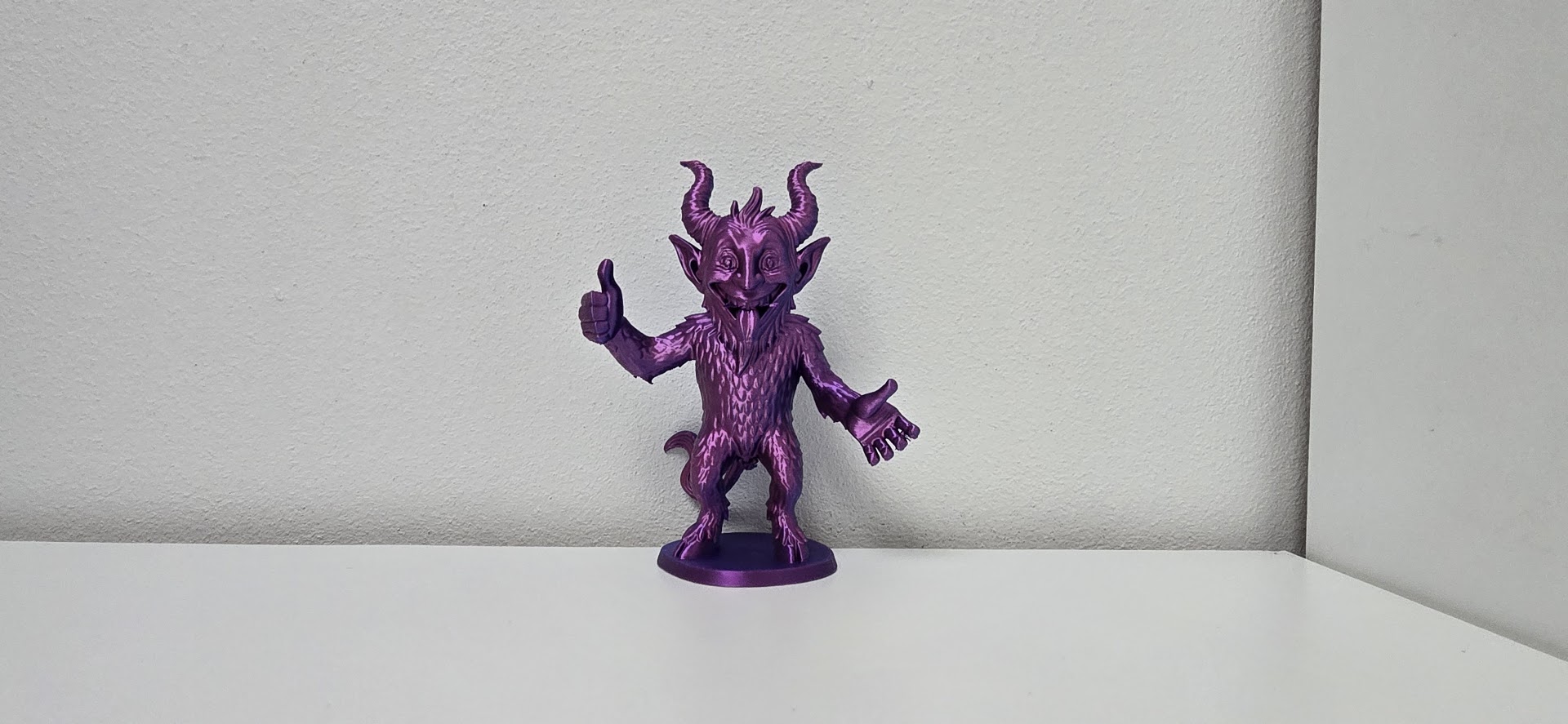 Purple Furry Demon Thumbs Up Holiday Figure